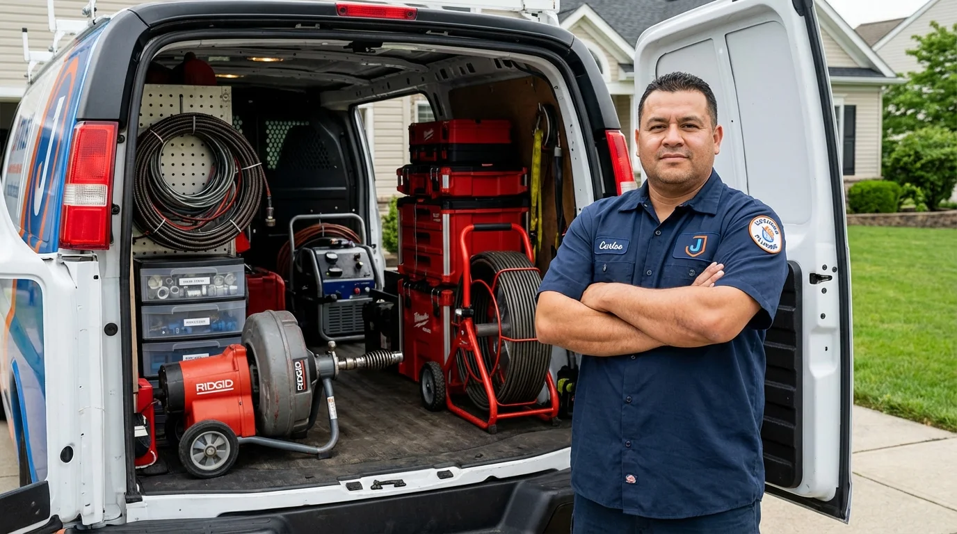 Professional drain cleaning equipment and Johns Plumbing LLC plumber in Riva