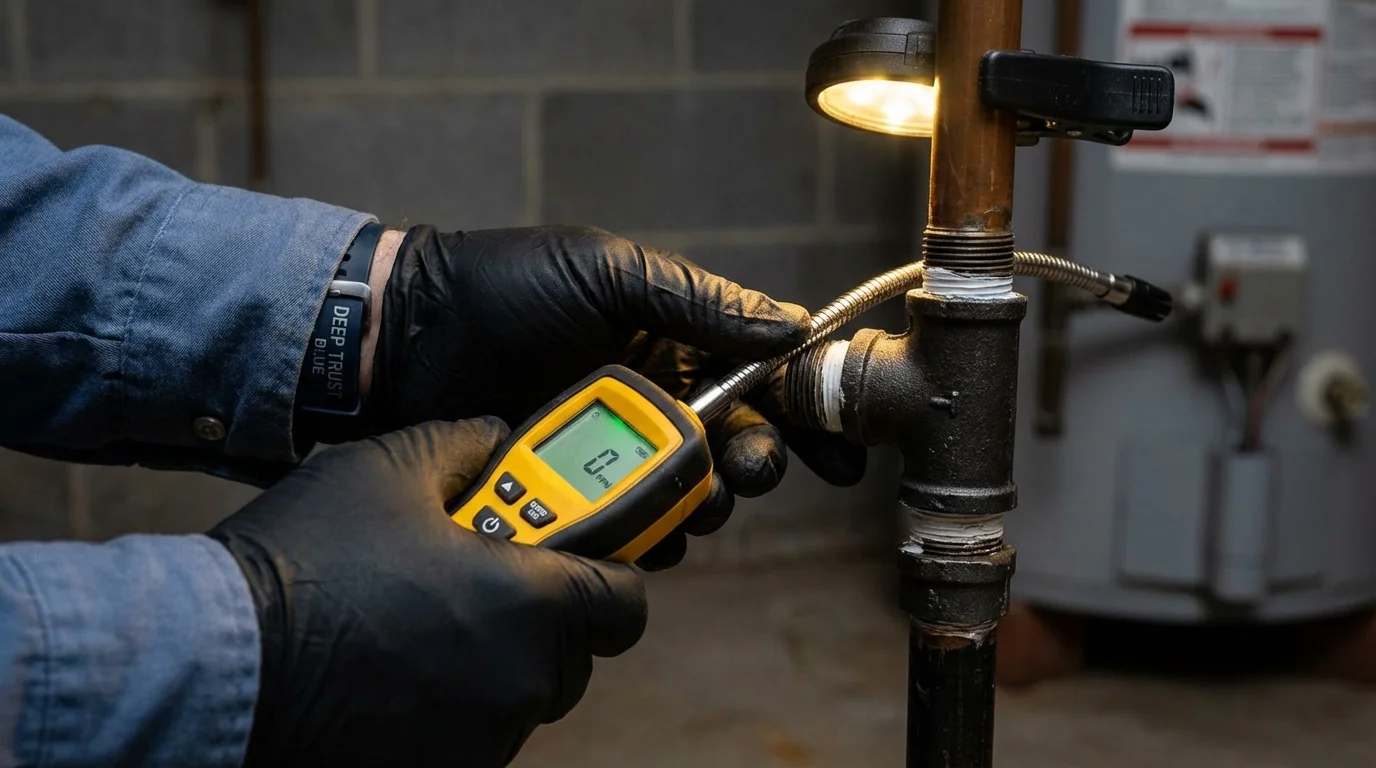 Gas leak detection with electronic sniffer by Johns Plumbing LLC in Riva