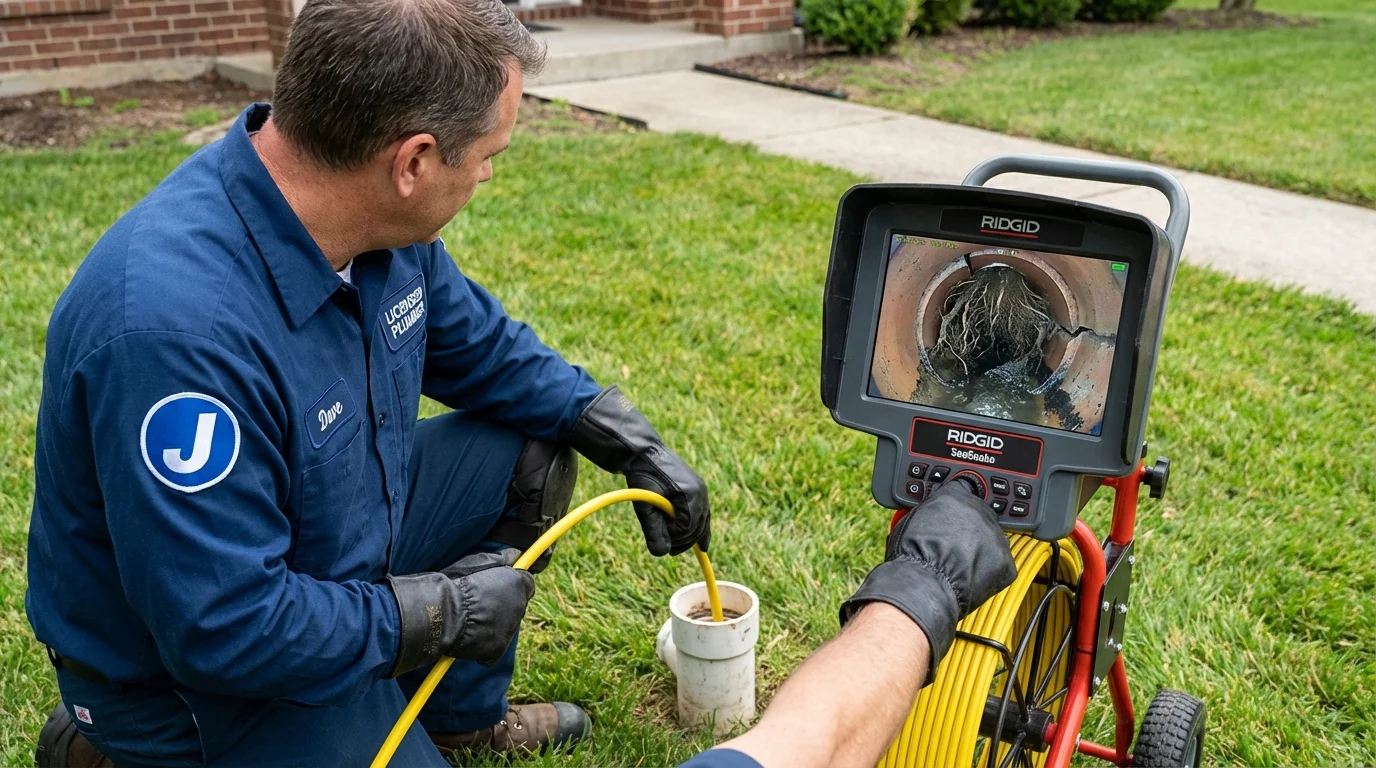 Sewer camera inspection being performed by Johns Plumbing LLC in Riva