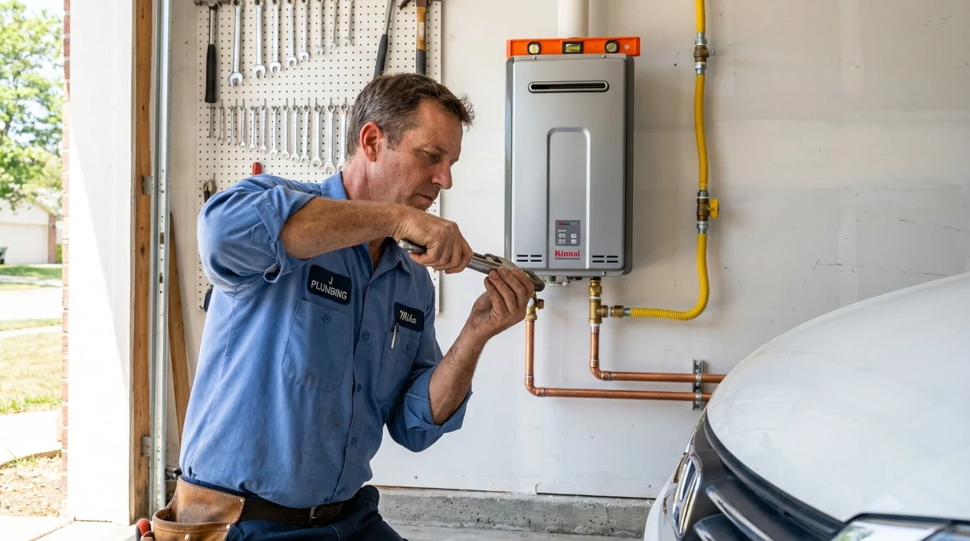Tankless water heater installation by a Johns Plumbing LLC plumber in Riva